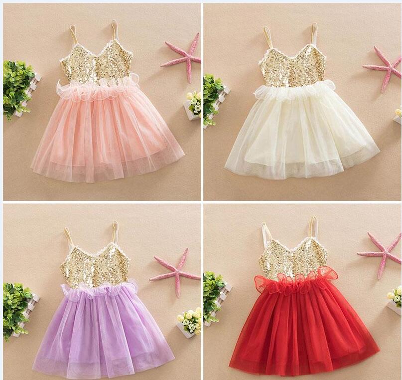 New Girls Braces Skirt Bubble Skirt Sequins Summer TUTU Skirts Grenadine Dots Fashion Girls Dresses 2-6T - Click Image to Close